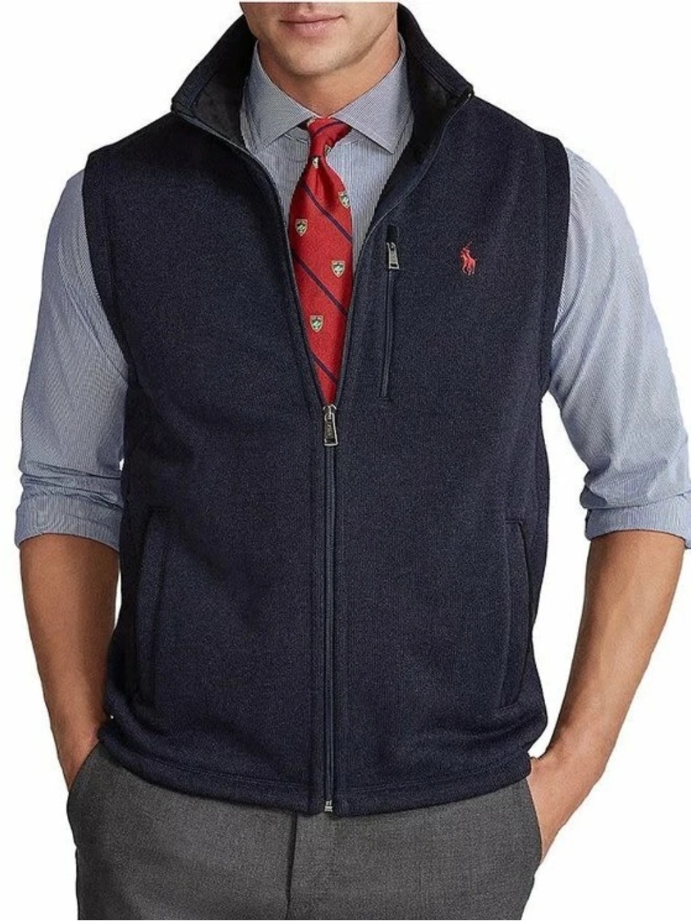 Polo by Ralph Lauren Navy Zip-Up Fleece Vest